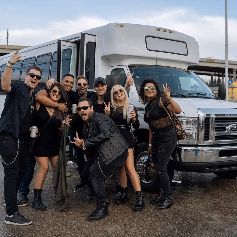 Black Mercedes Sprinter van staged for an Grand Rapids Concert Transportation group