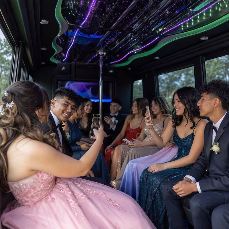 Black Mercedes Sprinter van staged for an Grand Rapids Prom & Homecoming Transportation group