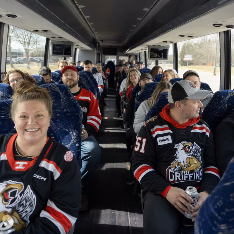 Black Mercedes Sprinter van staged for an Grand Rapids Sporting Event Transportation group