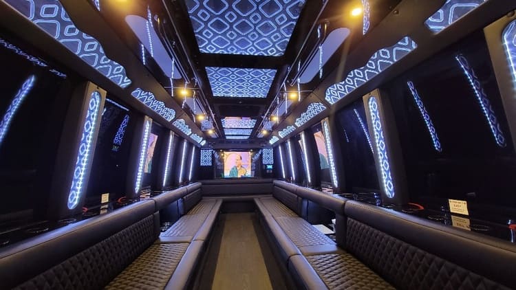 Sterling Heights 40 Passenger Limo Bus Interior